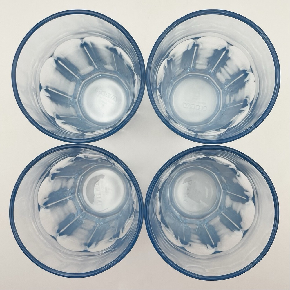 IKEA Blue Tinted Glass Tumblers 5.25" Set of 4 - 12 Oz Drinking‎ Glasses 22648 - Picture 4 of 10